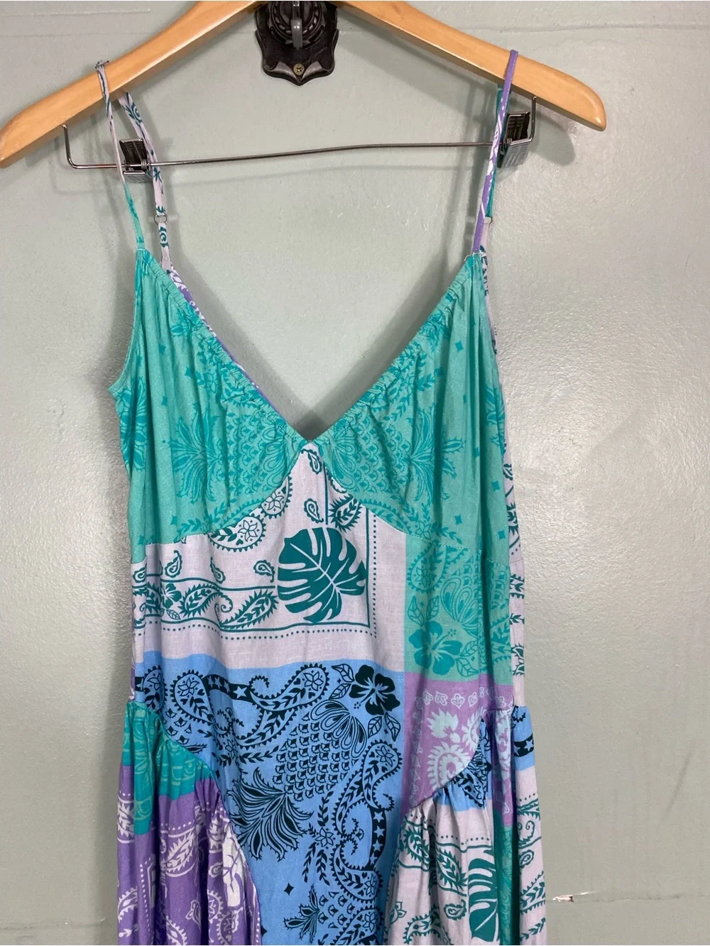 Free People Wish You Wouls Midi Bandana Paisley Colorblock Sundress Dress Sz M?